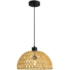 Favourite Canasto 4881-1P Уличный подвесной влагозащищенный светильник из ротанга светло-коричневого цвета, диаметр 30см, под сменную лампу Е27, IP44, 220В, габаритные размеры в мм H1700xD300xHm200
