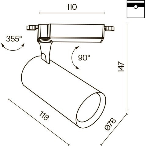 Однофазный двужильный светодиодный трековый светильник Maytoni Unity TR003-1-10W3K-W-B Vuoro 3000К 824Лм CRI90+ 60° 10Вт
