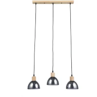 Arte Lamp Lancaster A5869SP-3BK Тройной подвесной современный светильник с дымчатым плафоном из стекла диаметром 15 см, основание из натурального светлого дерева, высота провода 100 см, лампы E27 3шт до 60Вт IP20 220В