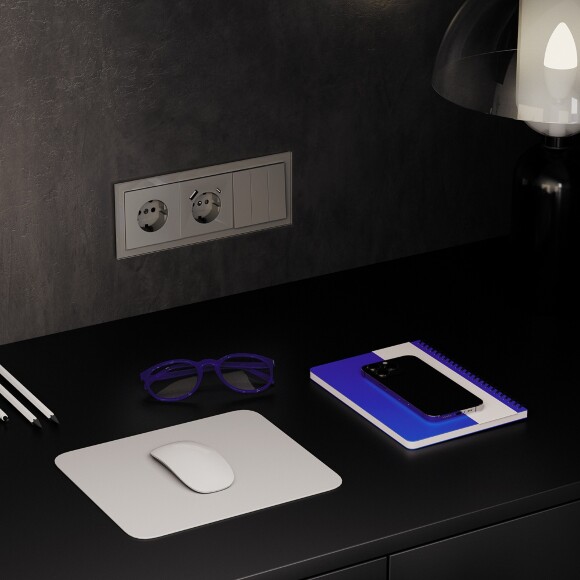 VLS030104 Выключатель встраиваемый трехклавишный шелкового цвета 10А (2200 Ватт) VOLTUM S70 (шелк)