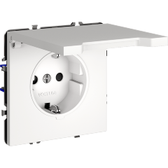 VLS040302 Розетка встраиваемая с заземлением, защитными шторками и крышкой 16 Ампер (3500 Ватт) белого матового цвета VOLTUM S70 (белый матовый)