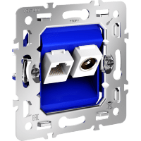 VLS0607M Механизм розетки компьютерной RJ45 и ТV Телевизионной оконечной для антренных кабелей RG6 или РК 75-4,8-31. Патчкорд категории 6Е (для проводов CAT5-CAT6 до 10 Гбит/сек), VOLTUM S70