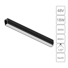 A1168PL-1BK Трековый магнитный светодиодный светильник Arte Lamp Rapid 48V CRI90+ 3000К 800Лм 120° 15Вт