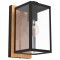 900289 Уличный настенный светильник BUDRONE, E27, 1X40W, IP44, L120, H270, A165, сталь, дерево, черный, коричневый/стекло, прозрачный