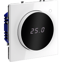 VLS070101 Терморегулятор электронный белого глянцевого цвета. Индикация температуры и датчик для теплого пола. (Мощность 3500 Ватт) VOLTUM S70 (белый глянцевый)