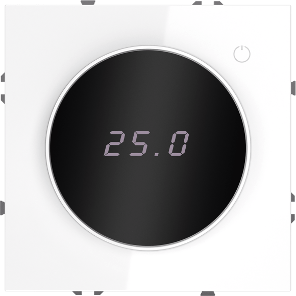 VLS070101 Терморегулятор электронный белого глянцевого цвета. Индикация температуры и датчик для теплого пола. (Мощность 3500 Ватт) VOLTUM S70 (белый глянцевый)