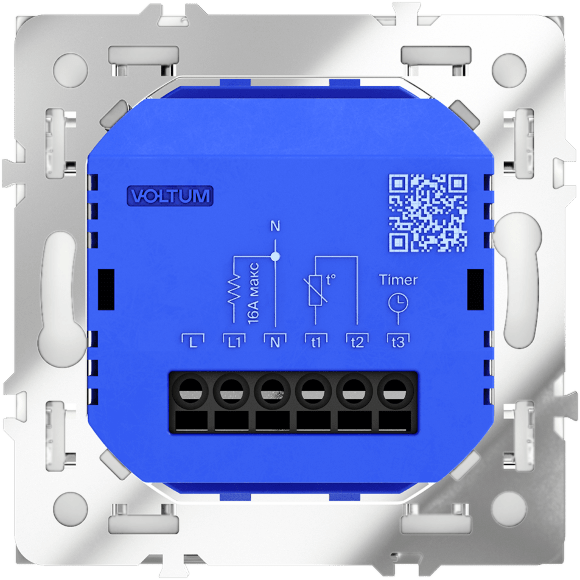VLS070101 Терморегулятор электронный белого глянцевого цвета. Индикация температуры и датчик для теплого пола. (Мощность 3500 Ватт) VOLTUM S70 (белый глянцевый)