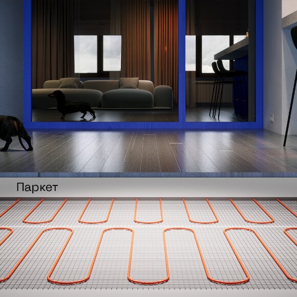 VLT01-150-15 Нагревательный мат (Теплый пол) длиной 30 метров и шириной полметра (0,5 метра) Voltum Т150 мощность 2250Вт 150Вт/м², двужильный экранированный кабель, клеевая основа, укладка в плиточный клей/стяжку, гарантия 25 лет