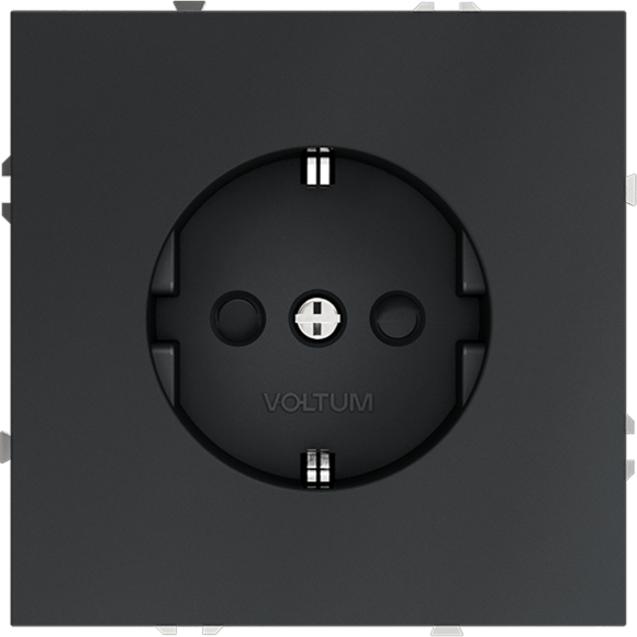 VLS040207 Розетка встраиваемая с заземлением и защитными шторками максимальный ток 16 Ампер (3500 Ватт) графитового цвета VOLTUM S70 (графит)