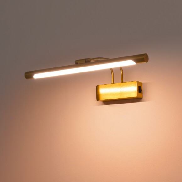 Подсветка для картин Lightstar Noce 201151, LED 9Вт 550Лм CCT переключатель цвет. температуры 3000;4000;6000К, настенный светильник для зеркала, латунь, поворотный с выключателем