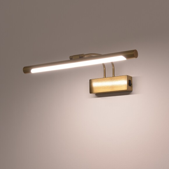 Подсветка для картин Lightstar Noce 201151, LED 9Вт 550Лм CCT переключатель цвет. температуры 3000;4000;6000К, настенный светильник для зеркала, латунь, поворотный с выключателем