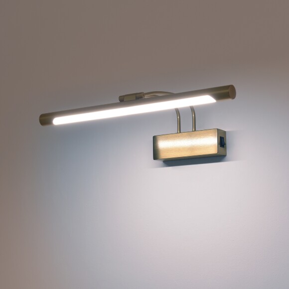 Подсветка для картин Lightstar Noce 201151, LED 9Вт 550Лм CCT переключатель цвет. температуры 3000;4000;6000К, настенный светильник для зеркала, латунь, поворотный с выключателем