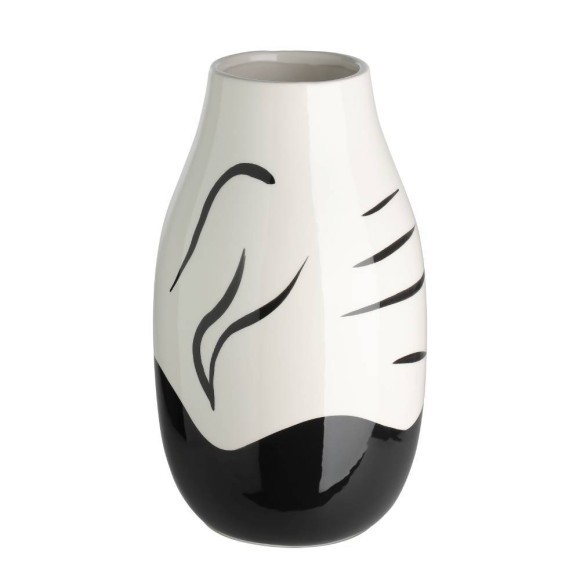 421037 YUZAWA Декоративная ваза керамика белый черный H260 Ø150 421037 YUZAWA Декоративная ваза керамика белый черный H260 Ø150