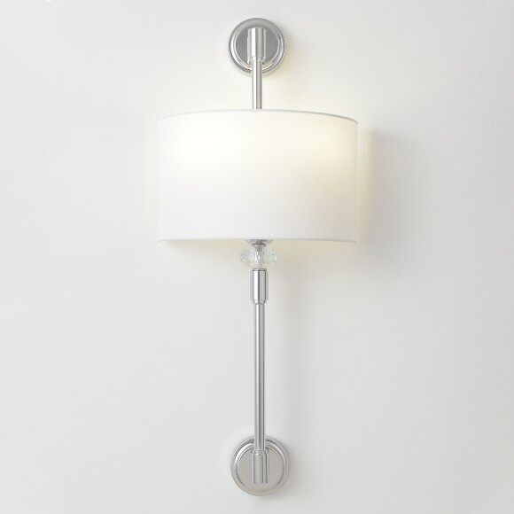 Crystal Lux VINTAGE AP2 CHROME 4140/402 Бра настенное классическое, хром текстиль, лампы 2xE14 40Вт винтажный светильник на стену, без выключателя на корпусе