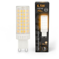 107309106 Лампа Gauss G9 AC185-265V 6,5W 770lm 3000K керамика LED 1/10/200