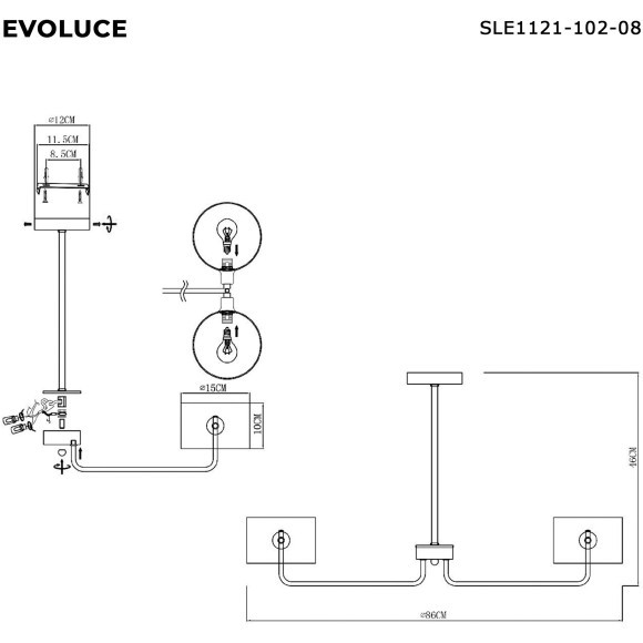 SLE1121-102-08 Светильник потолочный Хром/Молочно-Белый E14 8*40W AERIN SLE1121-102-08 Светильник потолочный Хром/Молочно-Белый E14 8*40W AERIN