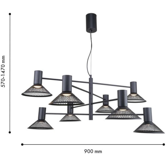 4623-8P, подвесная люстра, D900xH570/1470, 8xLEDx6W, 5280LM, 3000K, included