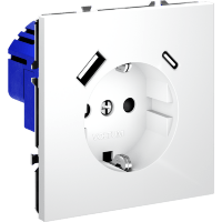 VLS040502 Розетка встраиваемая с заземлением и защитными шторками и с двумя USB зарядками Type-А и Type-C. Ток 16 Ампер (3500 Ватт) белого матового цвета VOLTUM S70 (белый матовый)