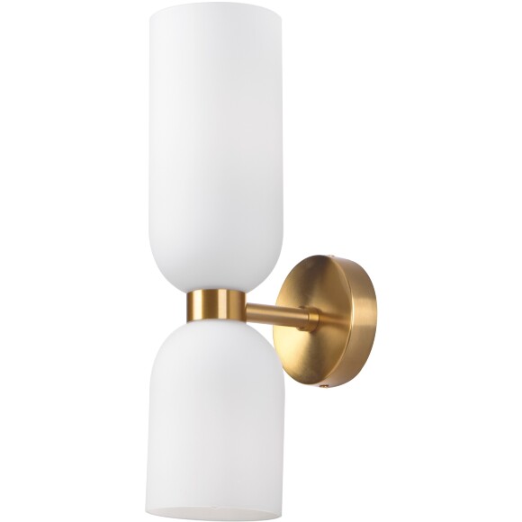 Бра Lightstar Flop 766631 классического вида, основание латунного цвета, плафоны стекло, под две лампы Е14, без выключателя на корпусе, высотой 37 см