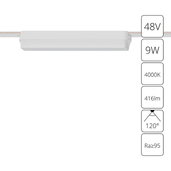A6153PL-1WH Трековый магнитный светодиодный светильник Arte Lamp Rapid 48V CRI90+ 4000К 416Лм 120° 9Вт