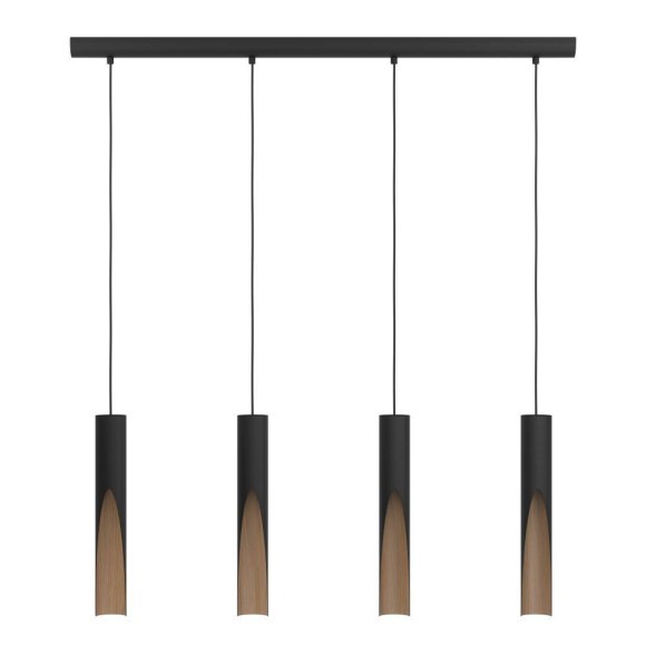 901733 EGLO BARBOTTO Подвесной светильник на 4 лампы GU10, 18Вт, сталь, дерево, коричневый, L925 H1100