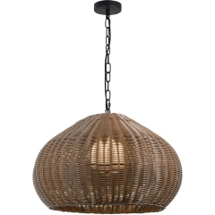 Favourite Wicker 4884-1P Уличный подвесной влагозащищенный светильник с плафоном из коричневого ротанга диаметром 60см, высота плафона 40см, общая высота 188см, лампа Е27 1шт макс 40Вт, IP44, 220В
