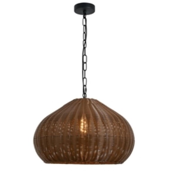 Favourite Wicker 4884-1P Уличный подвесной влагозащищенный светильник с плафоном из коричневого ротанга диаметром 60см, высота плафона 40см, общая высота 188см, лампа Е27 1шт макс 40Вт, IP44, 220В