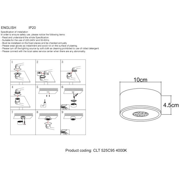Светильник потолочный Crystal Lux CLT 525C95 GO 4000K