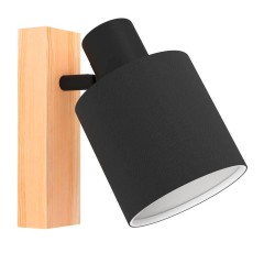 99488 Спот BATALLAS, 1x10W, E27, L100, H170, A205, сталь/текстиль/дерево, черный/белый