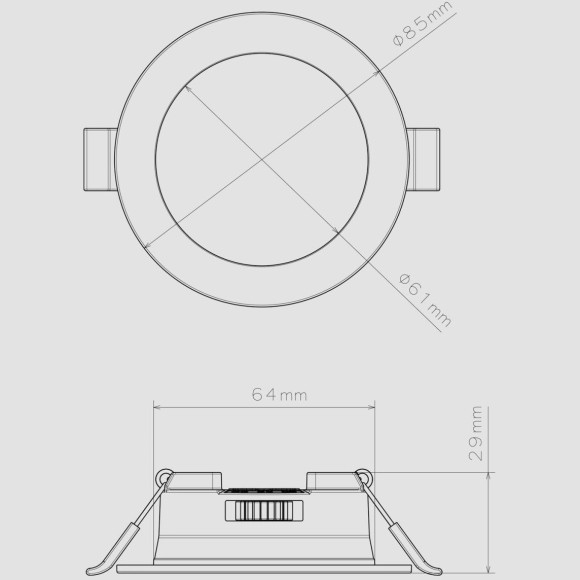 4644-1C, врезной светильник, D86xH30, cutout:D68, LEDx5W, 420LM/460LM/440LM, 3000K/4000K/6500K, IP44, CRI>80, beam angle:120, included