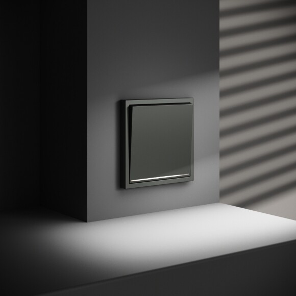 VLS010206 Выключатель встраиваемый одноклавишный с подсветкой. Корпус титанового цвета 10А (2200 Ватт) VOLTUM S70 (титан)