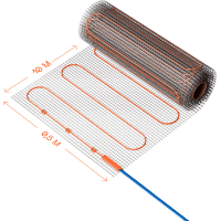 VLT01-150-5.0 Нагревательный мат (Теплый пол) длиной 10 метров и шириной полметра (0,5 метра) Voltum Т150 мощность 750Вт 150Вт/м², двужильный экранированный кабель, клеевая основа, укладка в плиточный клей/стяжку, гарантия 25 лет