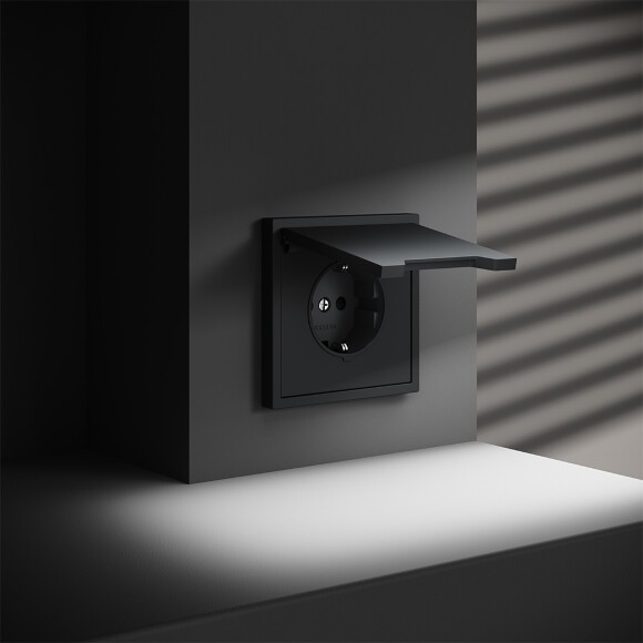 VLS040307 Розетка встраиваемая с заземлением, защитными шторками и крышкой 16 Ампер (3500 Ватт) графитового цвета VOLTUM S70 (графит) VLS040307 Розетка встраиваемая с заземлением, защитными шторками и крышкой 16 Ампер (3500 Ватт) графитового цвета VOLTUM S70 (графит)