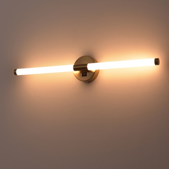 Подсветка для картин Lightstar Noce 201011, LED 9Вт 480Лм CCT переключатель цвет. температуры 3000;4000;6000К, настенный светильник для зеркала, латунь, не поворотный, с выключателем