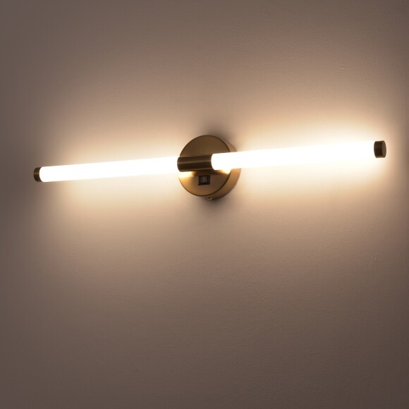 Подсветка для картин Lightstar Noce 201011, LED 9Вт 480Лм CCT переключатель цвет. температуры 3000;4000;6000К, настенный светильник для зеркала, латунь, не поворотный, с выключателем