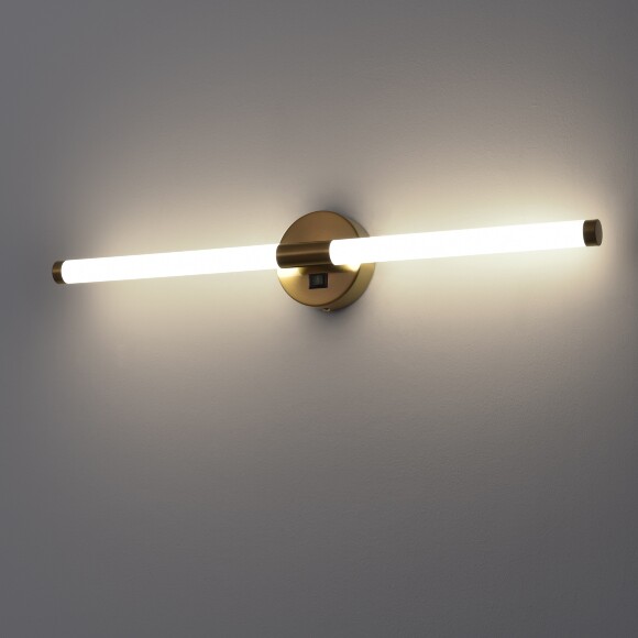 Подсветка для картин Lightstar Noce 201011, LED 9Вт 480Лм CCT переключатель цвет. температуры 3000;4000;6000К, настенный светильник для зеркала, латунь, не поворотный, с выключателем