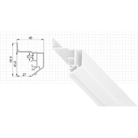 ST Luce ST038.529.01.1 Парящий профиль для натяжного гарпунного ПВХ потолка, белый алюминиевый 2000x45x44мм, под светодиодную ленту LED, скрытая контурная подсветка потолка IP20