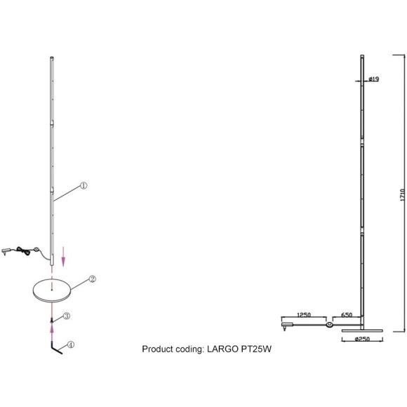Торшер Crystal Lux LARGO PT25W BLACK