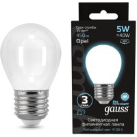 105202205 Лампа Gauss LED Filament Шар OPAL E27 5W 450lm 4100K 1/10/50