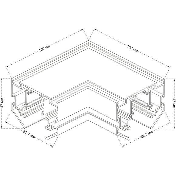 Угол соединительный для встраиваемого магнитного трека в гарпунный натяжной потолок Crystal Lux CLT 0.234 01 BL 1408/105