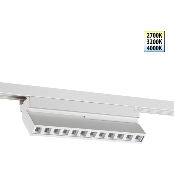 359739 PORT NT25 240 белый Светильник однофазный двухжильный трековый с переключ. цв. температуры IP20 LED 12W 180-265V 2700К/3200К/4000К EOS