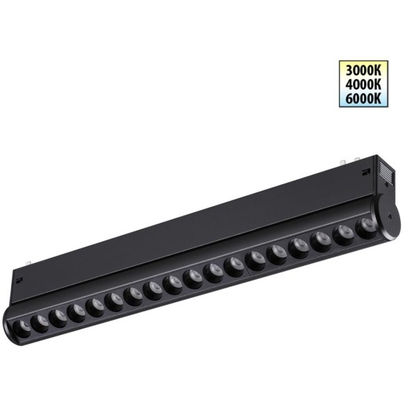 359948 Черный трековый линейный светильник с перекл. цв. температуры 3000;4000;6000К 18Вт 1170Лм CRI90 Novotech VECTOR 359948 Черный трековый линейный светильник с перекл. цв. температуры 3000;4000;6000К 18Вт 1170Лм CRI90 Novotech VECTOR