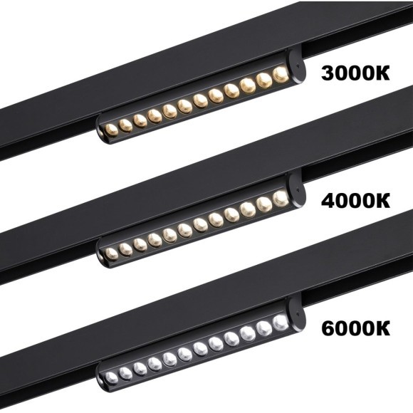 359948 Черный трековый линейный светильник с перекл. цв. температуры 3000;4000;6000К 18Вт 1170Лм CRI90 Novotech VECTOR 359948 Черный трековый линейный светильник с перекл. цв. температуры 3000;4000;6000К 18Вт 1170Лм CRI90 Novotech VECTOR