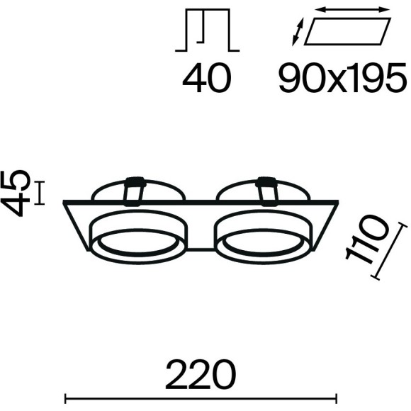 Встраиваемый светильник Technical DL086-02-GX53-SQ-B