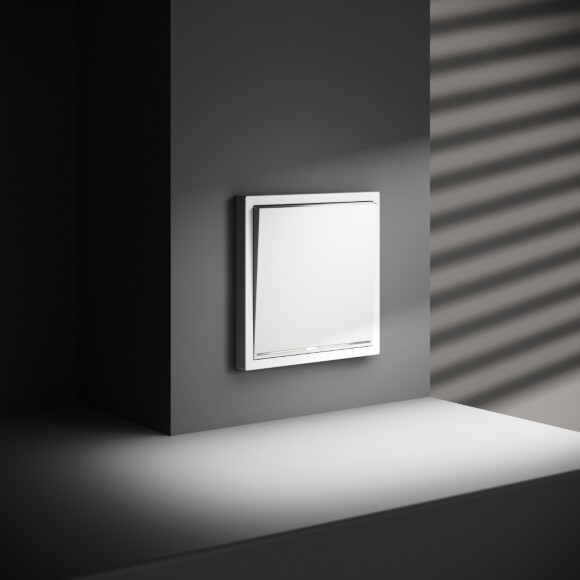 VLS010402 Проходной выключатель (переключатель) встраиваемый одноклавишный с подсветкой 10 ампер (2200 Ватт) белого матового цвета VOLTUM S70 (белый матовый)