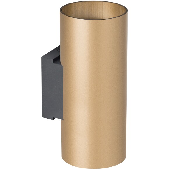 Бра Lightstar Rullo 204640 черно-золотое, настенный светильник цилиндр GU10 на 2 лампы, направленный свет вверх вниз