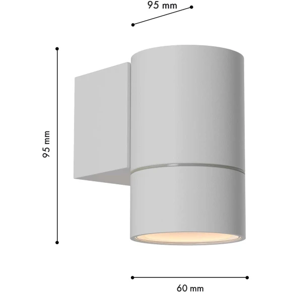 Favourite Bonum 4794-1W Белый уличный настенный светильник, фасадный спот цилиндр со светом в одну сторону, D95xW60xH95, под сменную лампу GU10 макс. 35Вт, IP65, 220В