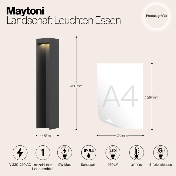 Уличный наземный светильник Maytoni O596FL-L9GR4K Essen IP54 светодиодный LED 9W