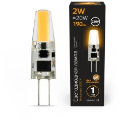 107707102 Лампа Gauss LED G4 AC220-240V 2W 190lm 2700K силикон 1/20/200