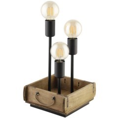 43594 Настольная лампа WOOTTON, 3Х40W, E27, L220, B220, H370, сталь/дерево, черный/коричневый